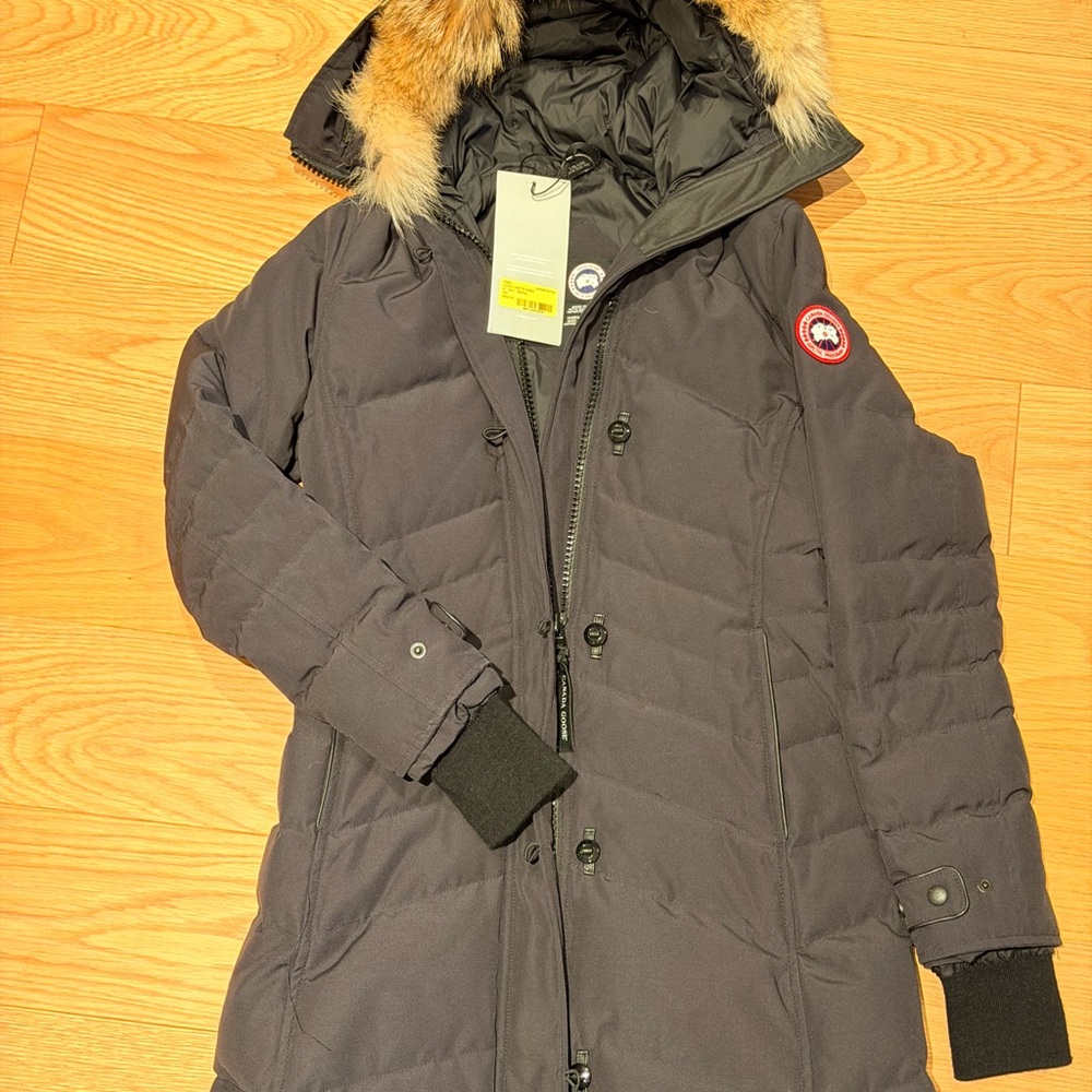 Canada Goose Lorette Parka in Navy Marine with Fur Hood